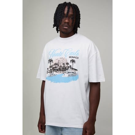 Lang Oversized Monte Carlo Print T-shirt | White | Size Medium