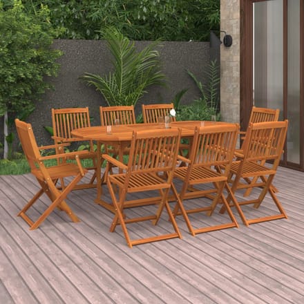 vidaXL - 9-delige - Tuinset - 180x90x75 - cm - massief - acaciahout