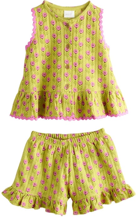 Next - Meisjes - Peplumtop en Korte Broek Set - Groen