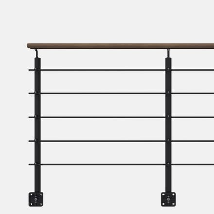 Kordo - Balustrade zijdelingse montage - OPALU - Zwart met Kebony handgreep - 2 m