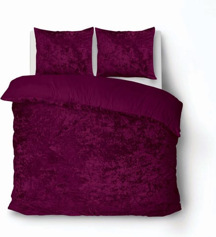 iSleep Dekbedovertrek Crushed Velvet - Eenpersoons - 140x200/220 cm - Bordeaux