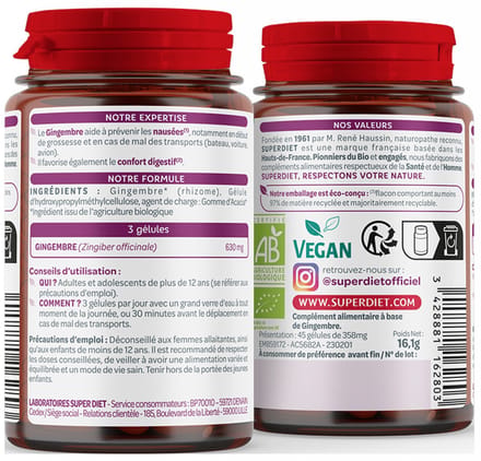 Superdiet Bio Gember 45 Capsules