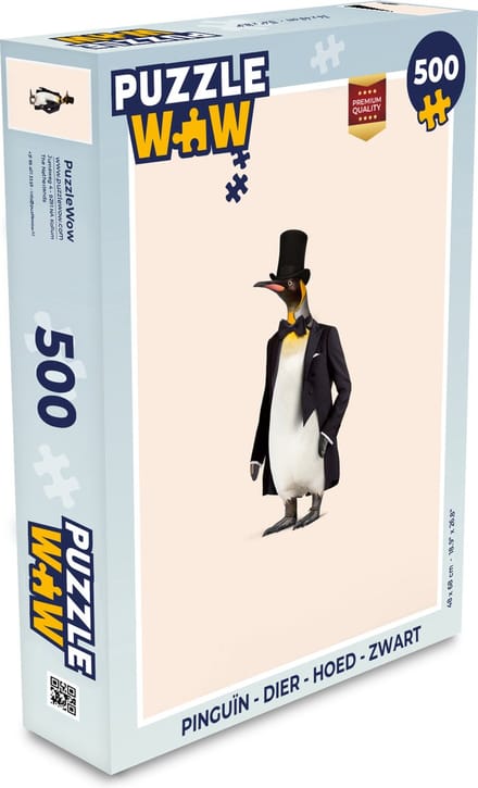 Puzzel Pinguïn - Dier - Hoed - Colbert - Zwart - Legpuzzel - Puzzel 500 stukjes