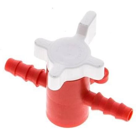 PE 2-Weg Kogelkraan 1/4'' (6 mm) Slangpilaar