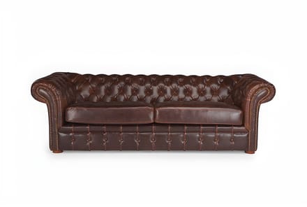 Vente-unique Driezitsbank chesterfield CLOTAIRE van 100% leer met lived-in aspect