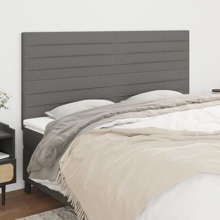 vidaXL - Hoofdbord - donkergrijs - 200x5x118/128 - cm - Stof