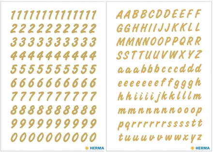 Herma stickervellen letters en cijfers - 8x vellen - goud - 8 mm - watervast