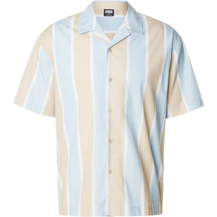 Urban Classics - Summer Stripe Resort Overhemd - S - Beige/Blauw