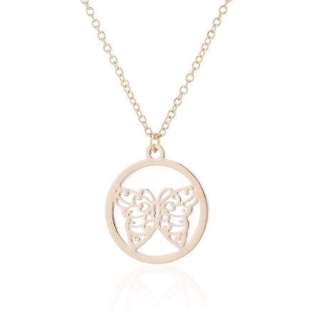 24/7 Jewelry Collection Vlinder Ketting - Cirkel - Goudkleurig