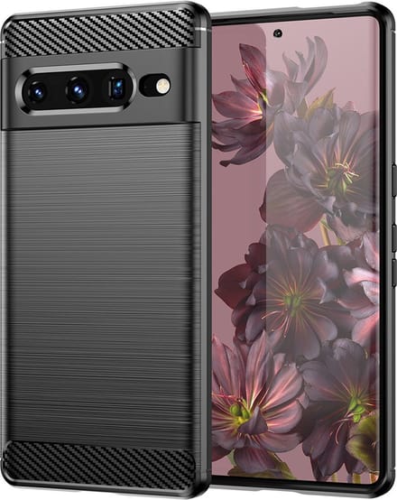 Hoesje geschikt voor Google Pixel 7 Pro - Techsuit Carbon Silicone Back Cover - Zwart