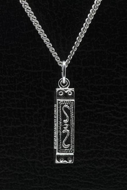 Zilveren Mondharmonica ketting hanger - middel