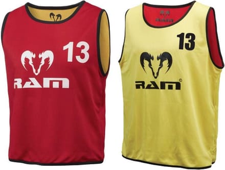 Training hesjes -Overgooiers - dubbelzijdig - genummerd - Geel/rood - M - 15 stuks