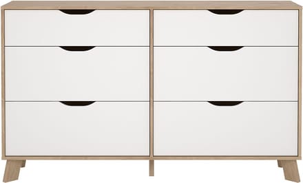 Ikast kommode 6 lades eiken decor, wit.