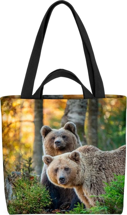 Forest Wilderness Tote Tas XXL 15 Liter - Oeko-Tex 100 Gecertificeerd Canvas - Lang Handvat - Stevige Bodem