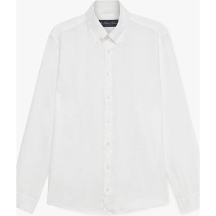 Brooks Brothers Button Down Shirt Linen White Größe: S | Casual hemden Outlet | Herren | Weiß