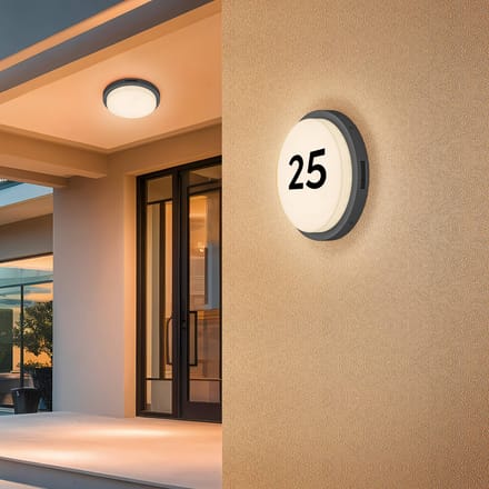 Trio Lighting LED buiten wandlamp Bermejo, rond, sensor, CCT, antraciet