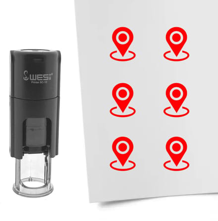 CombiCraft Stempel locatie pin 10mm rond - rode inkt - per 1 stuk