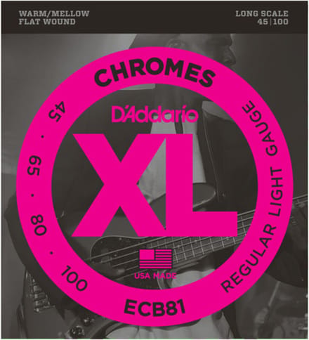 D'Addario ECB81 Flatwound Bassnaren Chromes (45-100)