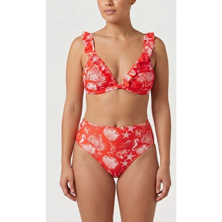 Shiwi Bobby Bikini Top Beach Day Red Hibiscus Beach Day Größe: 42 | Bikinis Outlet | Damen | Rot