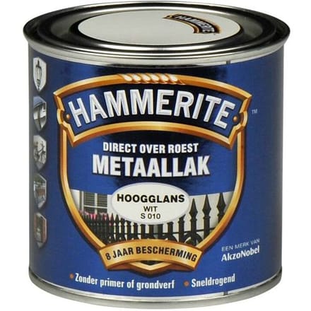 Hammerite Metaallak Direct over Roest Hoogglans - S010 Wit