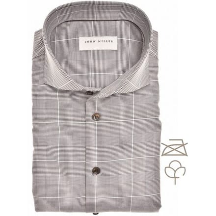 John Miller Overhemd Organic Cotton Windowpane Check Shirt Donker Bruin / male