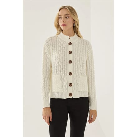 Gestructureerde Brei Cardigan met Knopen