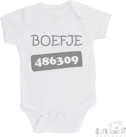 100% Katoenen Romper "Boefje 486309" Unisex Katoen Wit/grijs Maat 68/74