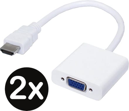 HDMI naar VGA Adapter Kabel Converter 1080p Full HD - Wit - 2 PACK