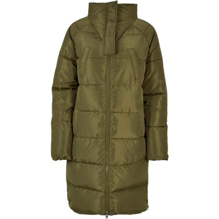 Urban Classics - High Neck Puffer winterjas - M - Olijfgroen