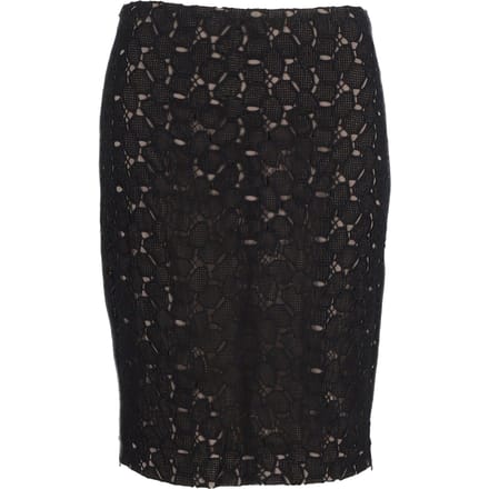Diane Von Furstenberg Clover Lace Pencil Skirt in Black Polyester
