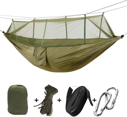 Hangmat Stoel - Schommelstoel Buiten - Ontspannen Buiten - Dubbele Capaciteit - 260x140 cm - Legergroen