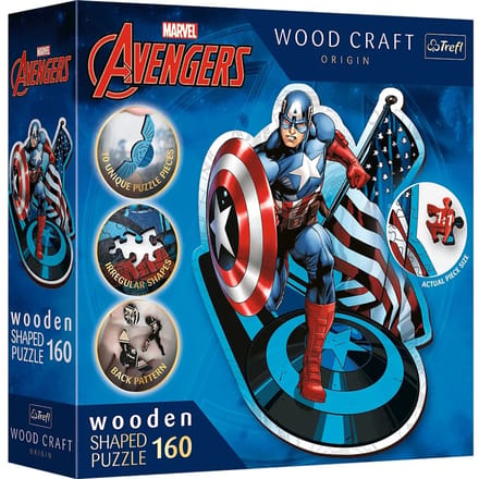 Trefl Marvel Captain America Hout Houten Legpuzzel - 160 stukjes - Vanaf 6 jaar