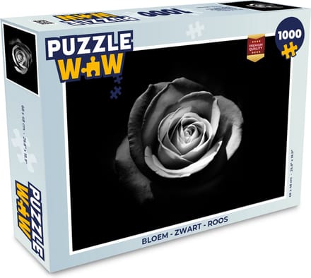 Puzzel Bloemen - Zwart - Roos - Wit - Botanisch - Legpuzzel - Puzzel 1000 stukjes volwassenen