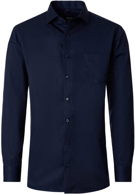VENTI CASA MODA comfort fit overhemd - twill - donkerblauw - Strijkvrij - Boordmaat: 40
