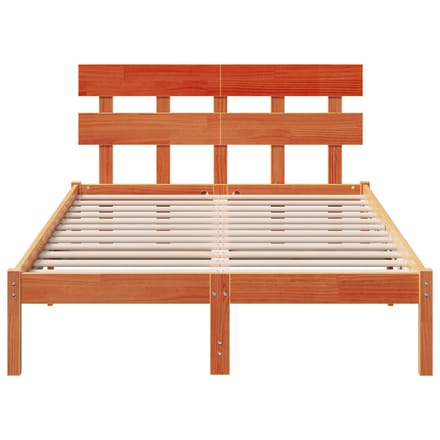 vidaXL - Bedframe - met - hoofdeinde - Bruin - 120 - x - 200 - cm - Massief - grenenhout