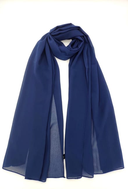Lange dames sjaal Ditte-effen marine blauw-omslagdoek-stola