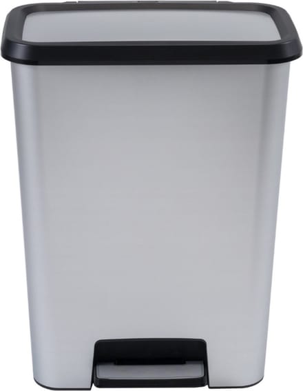 Poubelle a pédale - CURVER - COMPATTA - 50 L - Gris aspect métal - Polypropylene