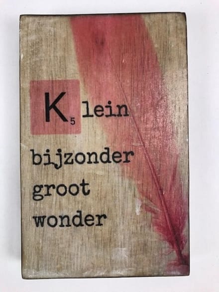 Tekstblok 10x15 2 cm dik K Klein meisje