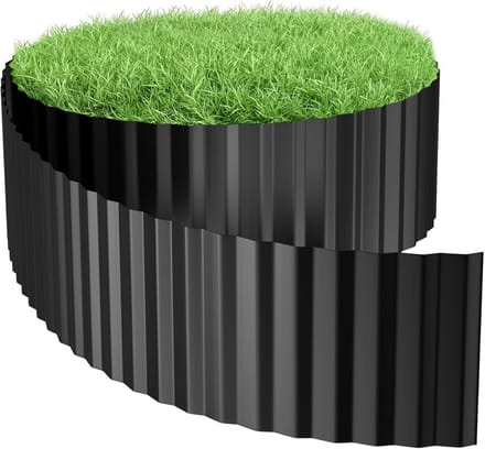 Lawn Edging Metaal - Tuinrand Golf - Tuin Afscheiden - Weerbestendig Gegalvaniseerd - 5 Meter 18cm - Antraciet