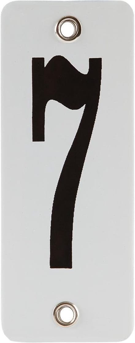 Emaille koppelbaar huisnummer wit nr. 7