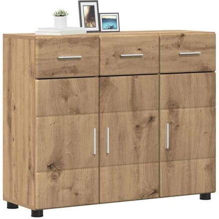 vidaXL - Dressoir - FLORIN - 88,5 - x - 30,5 - x - 73 - cm - Artisan - Eiken - Bewerkt - hout