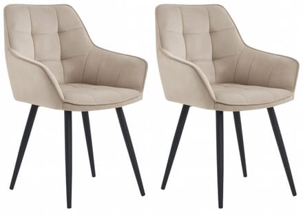 Colenis - Oriana Eetkamerstoel - Set Van 2 - Beige - Fluweel - Velvet - Industrieel