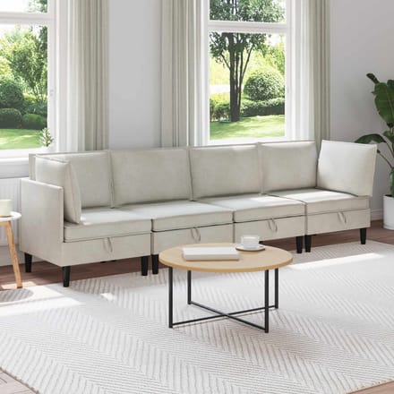 vidaXL - Woonkamer - Meubelset - 4 - st - Crèmekleurig - Fluweel