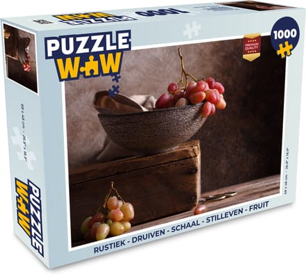 Puzzel Rustiek - Druiven - Schaal - Stilleven - Fruit - Legpuzzel - Puzzel 1000 stukjes volwassenen