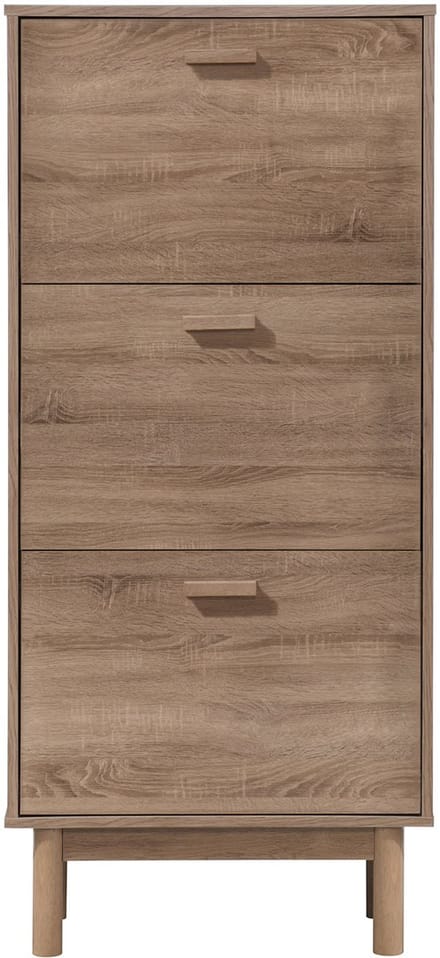 Melanie|Schoenenkast met 3 kleppen in eiken look wit