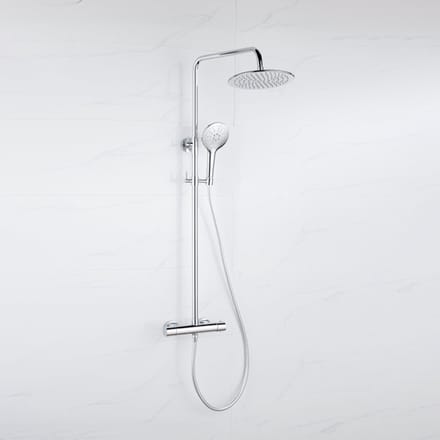 FugaFlow Eccelente Acces Regendoucheset - thermostatisch - 25cm hoofddouche - gladde slang - ronde handdouche - chroom
