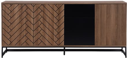 Vente-unique Buffetkast met 3 deuren en 3 laden - MDF - Naturel en zwart - CARATANA