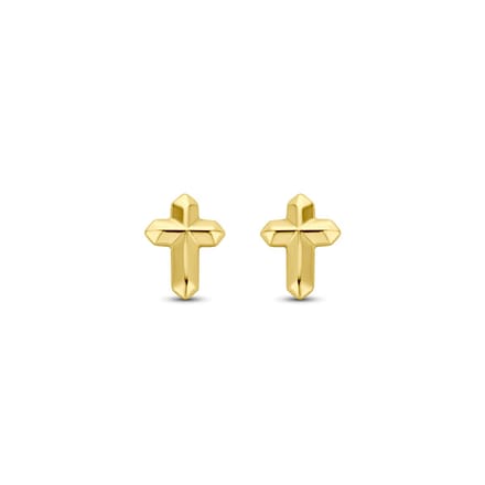 YO&NO Oorknoppen kruis - 6 mm - Sieraden Vrouw - Goud 14 Karaat
