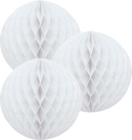 Papieren kerstballen - 3x - wit - 10 cm - kerstversiering voor kerstboom