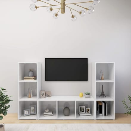 vidaXL - Tv-meubelen - 3 - st - 107x35x37 - cm - bewerkt - hout - wit